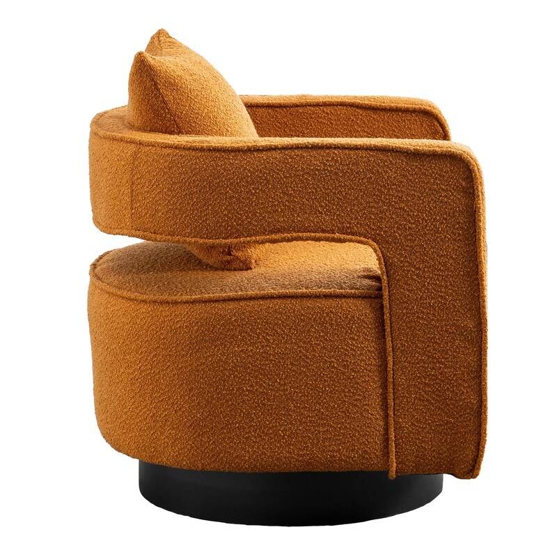 Leisure Swivel Accent Chair With Open Back and Pillow