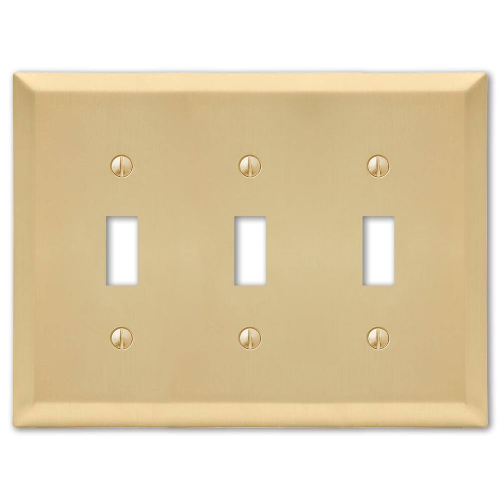 AMERELLE Metallic 3 Gang Toggle Steel Wall Plate - Satin Brass 163TTTSB