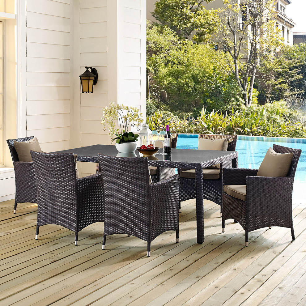 Convene 70 quotOutdoor Patio Dining Table  Espresso   Tropical   Outdoor Dining Tables   by Homesquare  Houzz