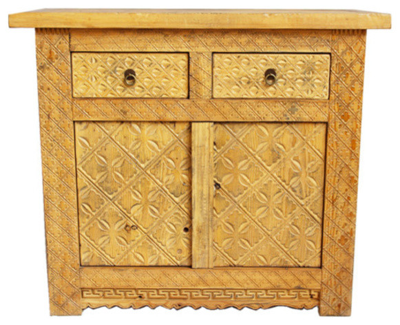 Carved Pine Side Cabinet   Traditional   Accent Chests And Cabinets   by Design Mix Furniture  Houzz