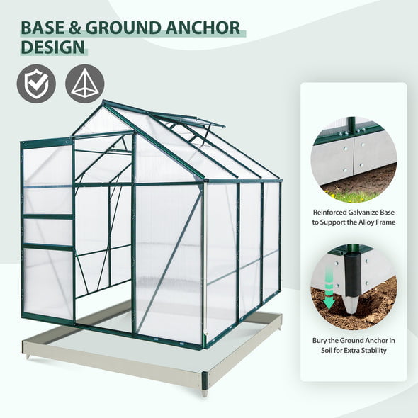 EAGLE PEAK 6 Ft. W x 6 Ft. D x 7 Ft. H Outdoor Walk-in Hobby Greenhouse