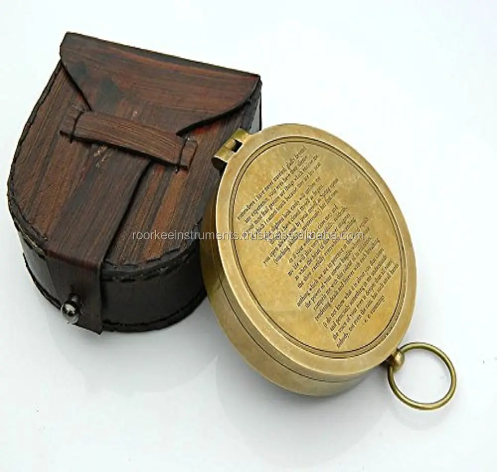 Wholesale Engraved Outdoor brass compass/e. e. Cummings Small Hands Poem on Brass 3\