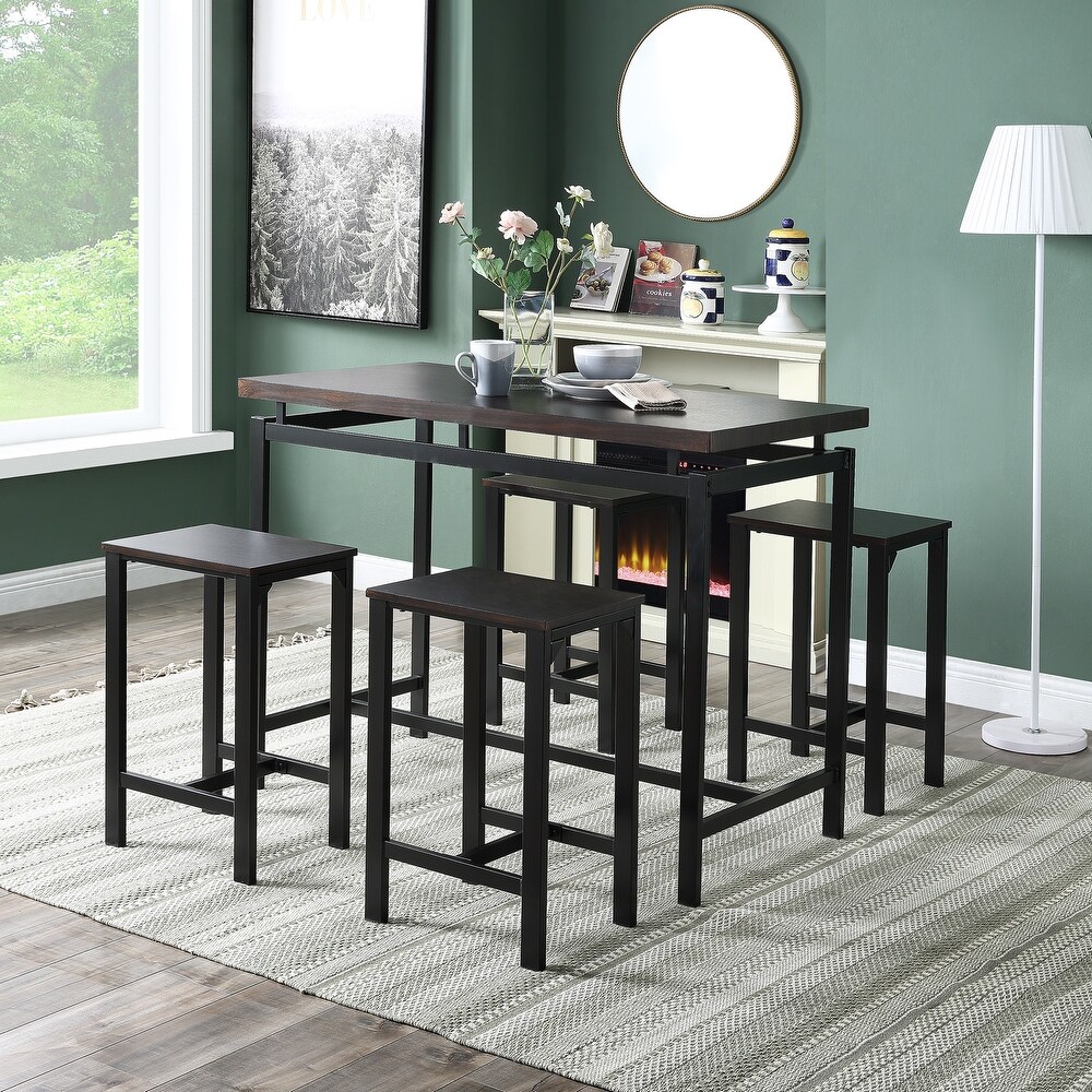 Counter Height Dining Table Set with 4 Chairs 5 Piece Dining Table Set with Counter and Pub Height