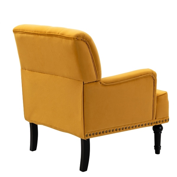 Accent Chair Armchair with Rubber Wood Legs and Nailhead Trim， Tufted Velvet Fabric Upholstery Accent Chairs