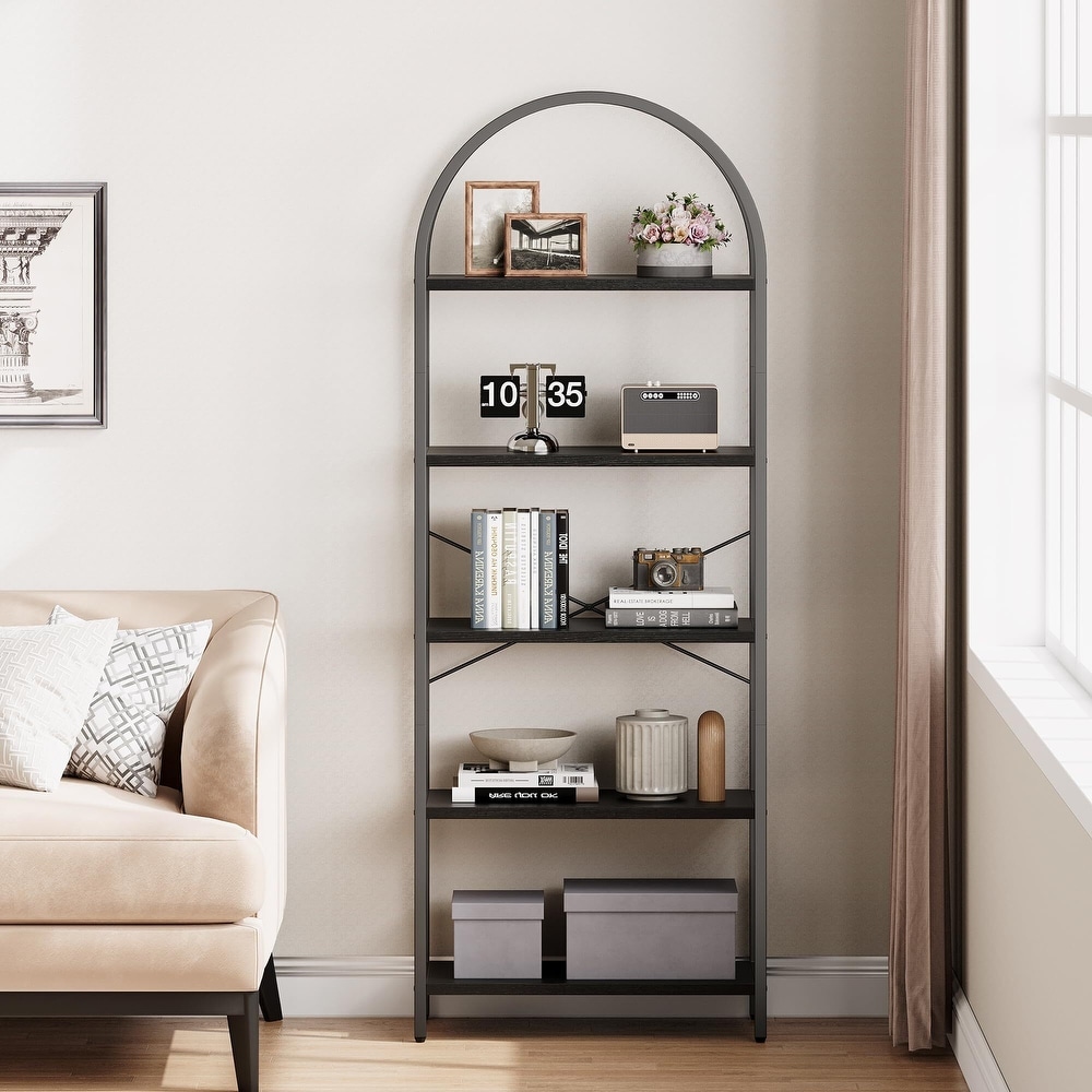 5 Tier Bookcase Arched Display Racks