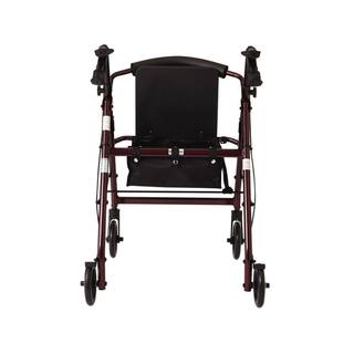 Medline Aluminum Lightweight Folding 4-Wheel Rollator in Burgundy MDS86850E