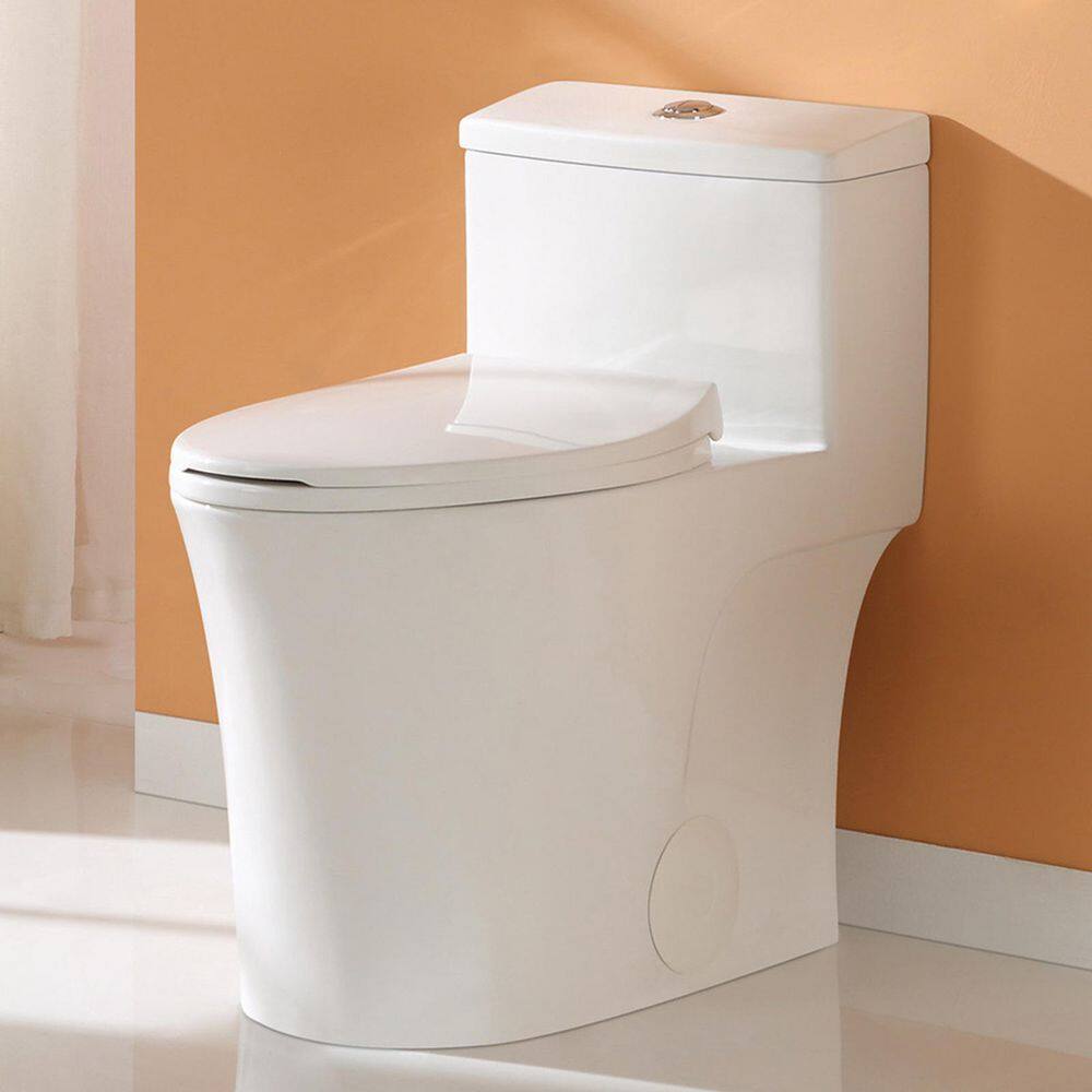 HOROW 1-piece 0.81.28 GPF Dual Flush Elongated Toilet in White Seat Included HR-0038W