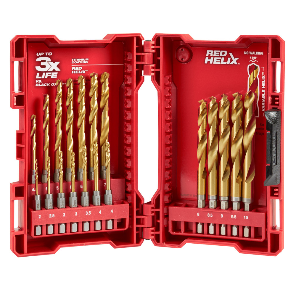 MW SHOCKWAVE Impact Duty RED HELIX Titanium Metric Drill Bit Set 19PC 48-89-4860 from MW