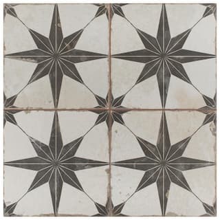 Merola Tile Kings Star Nero 17-58 in. x 17-58 in. Ceramic Floor and Wall Tile (10.95 sq. ft.Case) FPESTRN