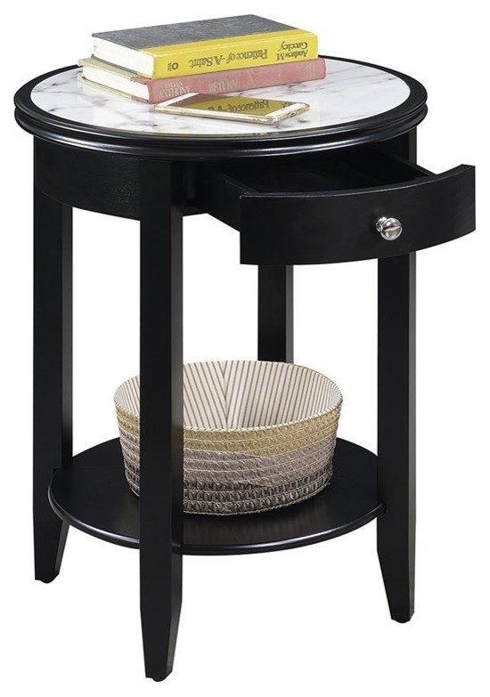 Convenience Concepts American Heritage Baldwin End Table in Black Wood Finish   Transitional   Side Tables And End Tables   by Convenience Concepts  Houzz