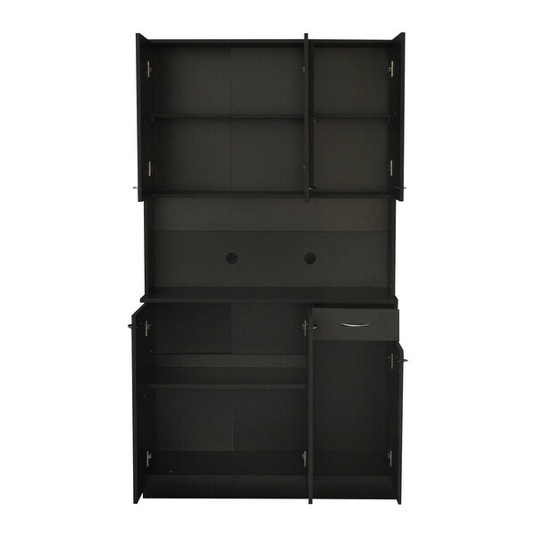 Modern Tall Wardrobeand Cabinet，with 6 Doors，1 Open Shelf and 1 Drawer - - 37291633