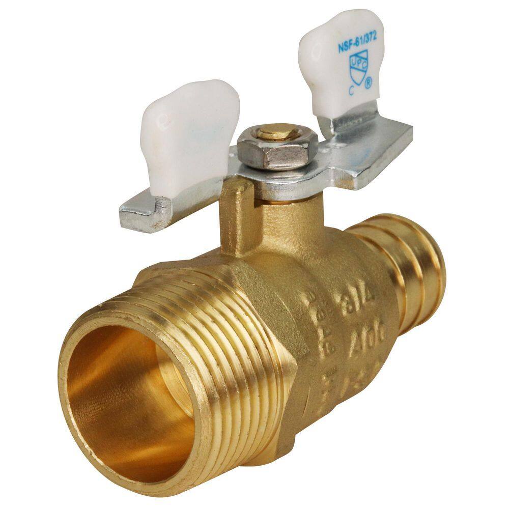 Apollo 34 in. Brass PEX-B Barb X MPT Ball Valve with Tee Handle APXV34M