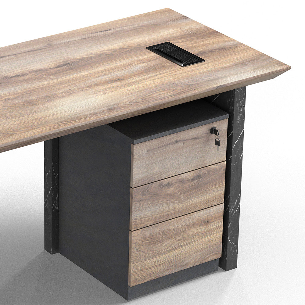 LOGAN Executive Desk Reversible 180cm - Warm Oak & Black