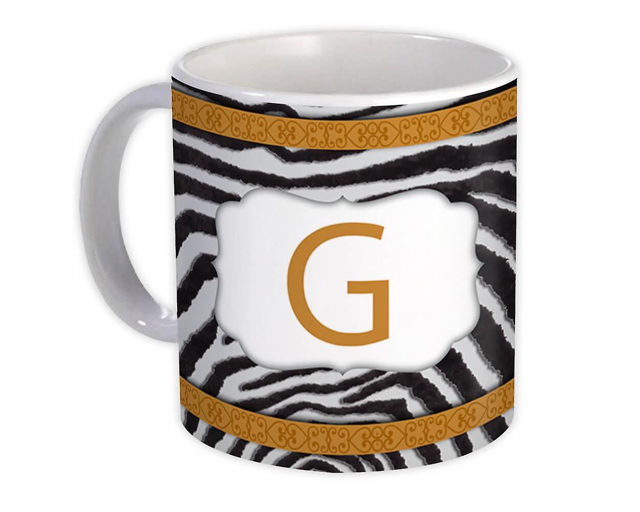 Gift Mug: Monogram Letter G Zebra