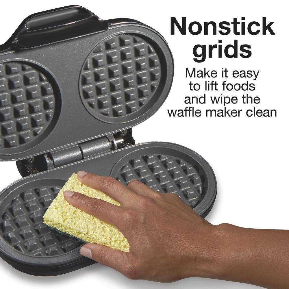 Proctor Silex 700 W 2-Waffle Black Petite American Nonstick Waffle Maker 26102