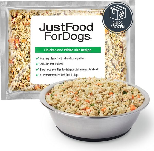 JustFoodForDogs Chicken and White Rice Recipe Frozen Human-Grade Fresh Dog Food