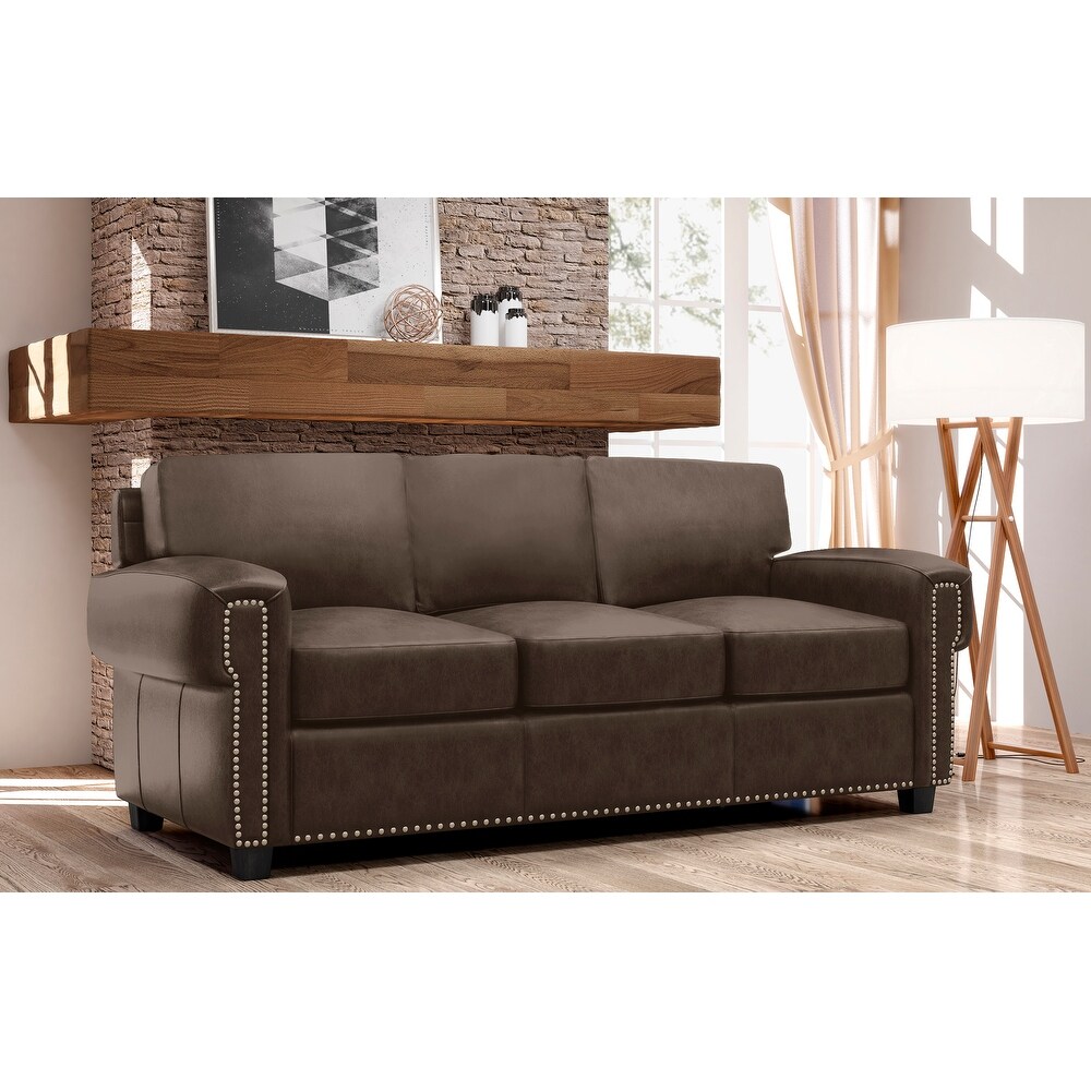 Made to Order Como 100% Top Grain Leather Queen Sleeper Sofa