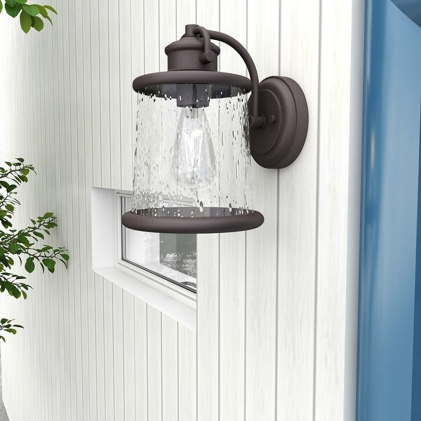 1-light outdoor wall light with light black finish and  seeded glass Shopping - The Best Deals on Outdoor Wall Lanterns | 39888131