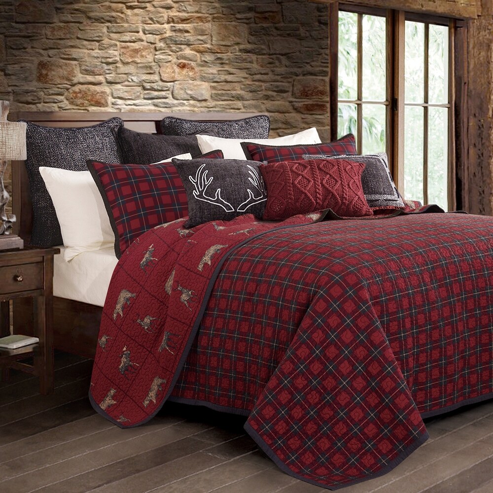 Paseo Road by HiEnd Accents Woodland Plaid Reversible Quilt Set  King  3PC