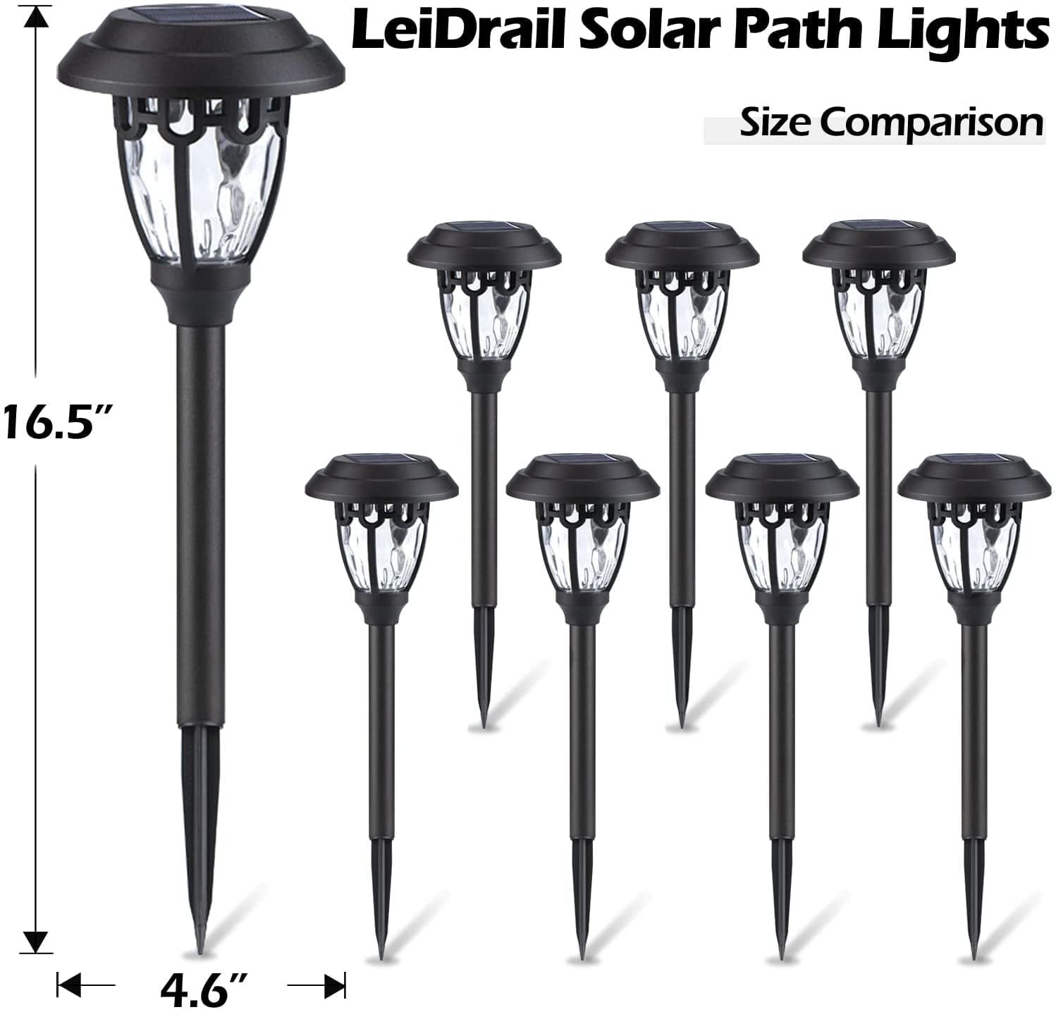 LeiDrail Solar Pathway Lights 8 Pack， Solar Path Lights Outdoor Waterproof Landscape Lighting Decorative for Garden Yard Lawn Walkway (Warm White)…