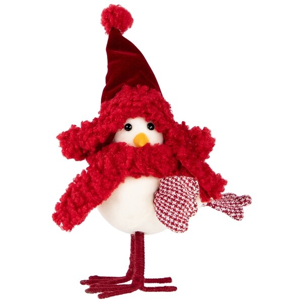 Bird with Scarf Winter Hat Christmas Standing Figure 8.5 Red White