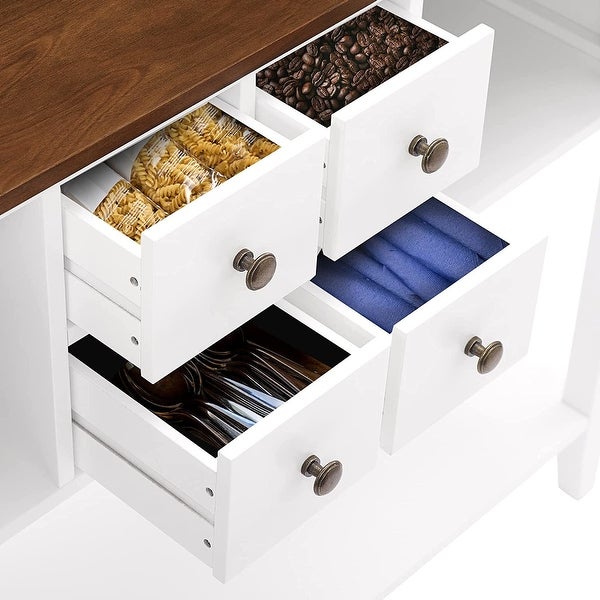 Wood Sideboard Buffet Storage Cabinet with Drawers and Shelf