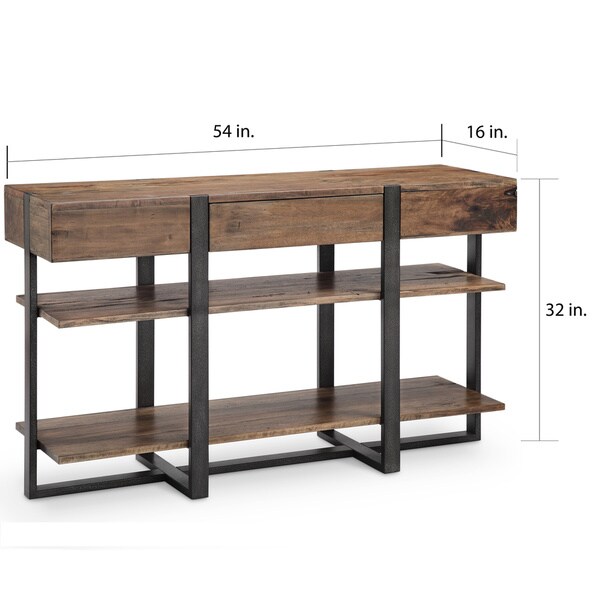 Prescott Modern Rustic Honey Finish Reclaimed Wood Console Table