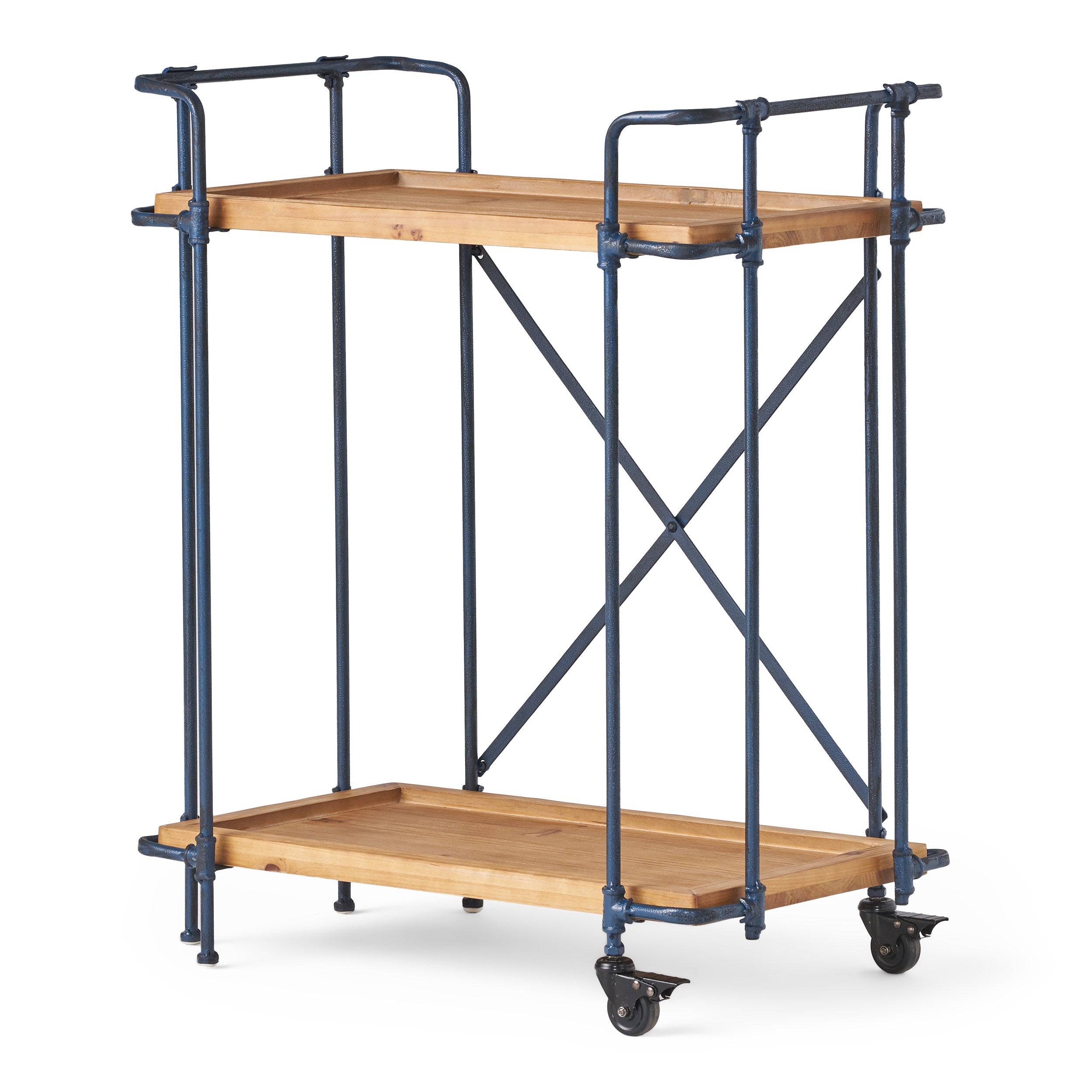 Samara Outdoors Natural Wood Finish Fir Wood and Iron Bar Cart