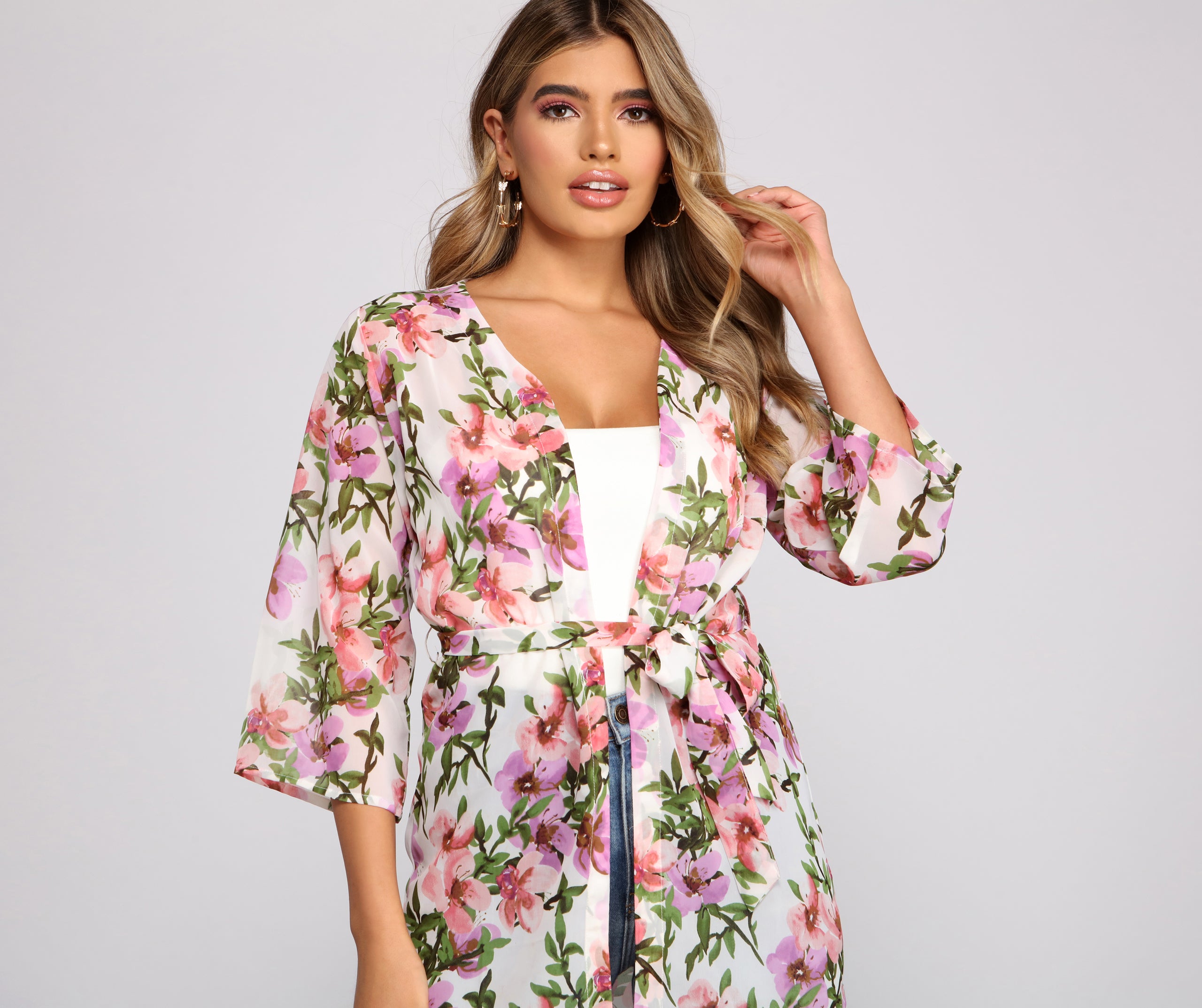 Tropical Dreams Tie Waist Kimono