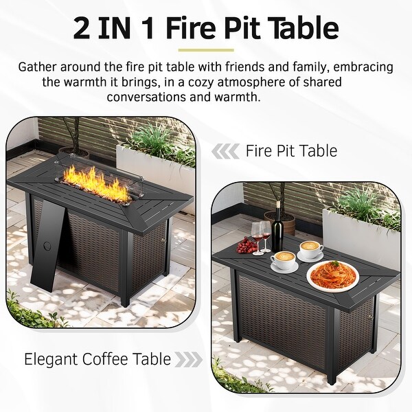 43 Inch Gas Fire Pit Table 50000 BTU Large Fire Pit Table