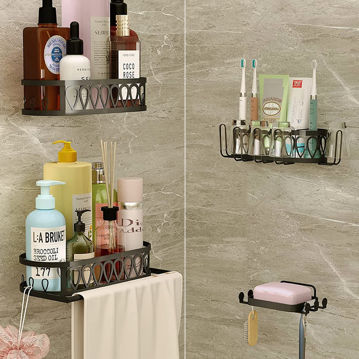 Shower Organizer, Shower Caddy Rack with Soap Dish for Shower Organizer, 4 Pack