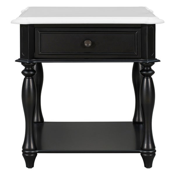 Classical Multifunctional End Table with Open Styled Shelf and Drawer