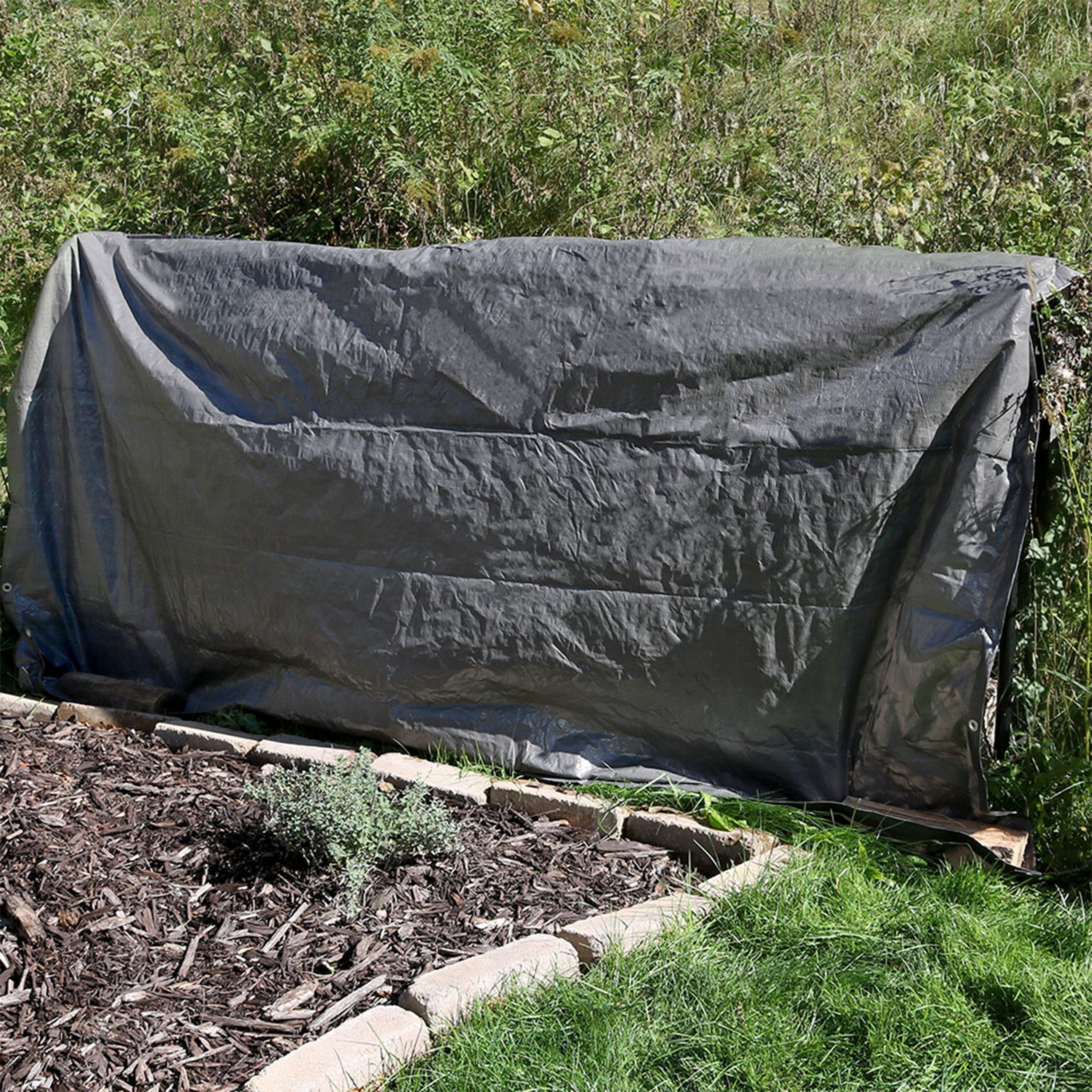 Sunnydaze Outdoor Heavy-Duty Multi-Purpose Plastic Reversible Protective Tarp Cover - 6' x 8' - Dark Gray