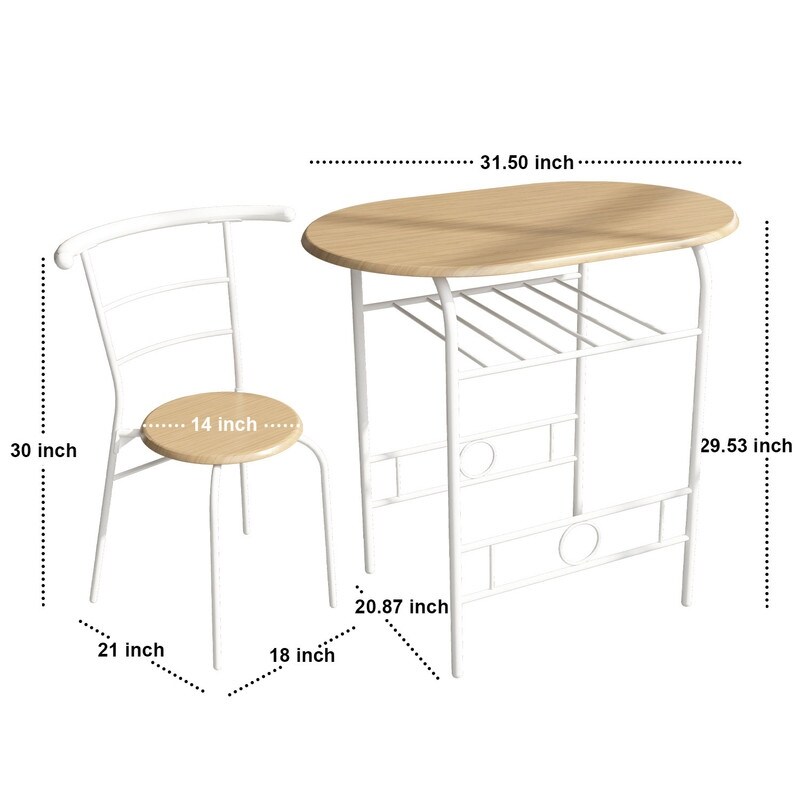 3 Piece Round Bistro Table Set for Small Spaces  Outdoor