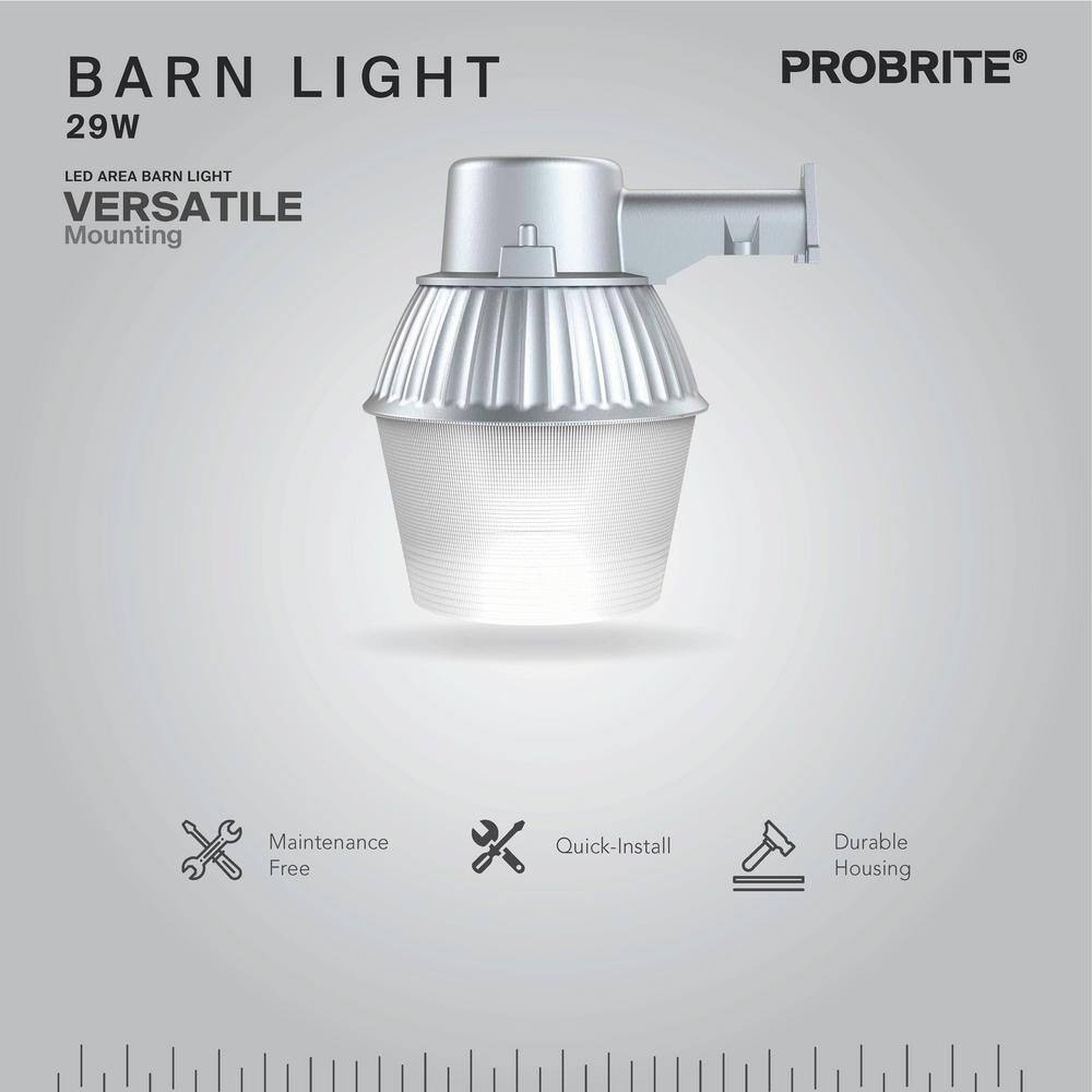 PROBRITE 250W Equivalent 3300 Lumens Standard LED Gray Dusk to Dawn Outdoor Barn Area Light LED29-PC-GR