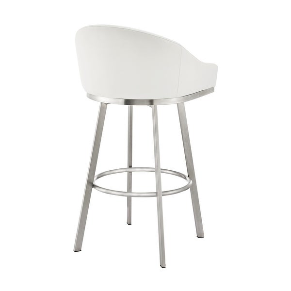 Sheryl 26 Inch Swivel Counter Stool Chair， Low Back， White Faux Leather