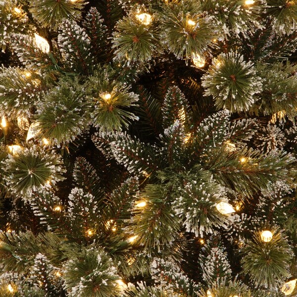 National Tree Company 7.5 ft. Glittery Bristle Pine Slim Hinged Tree with 600 LED Lights