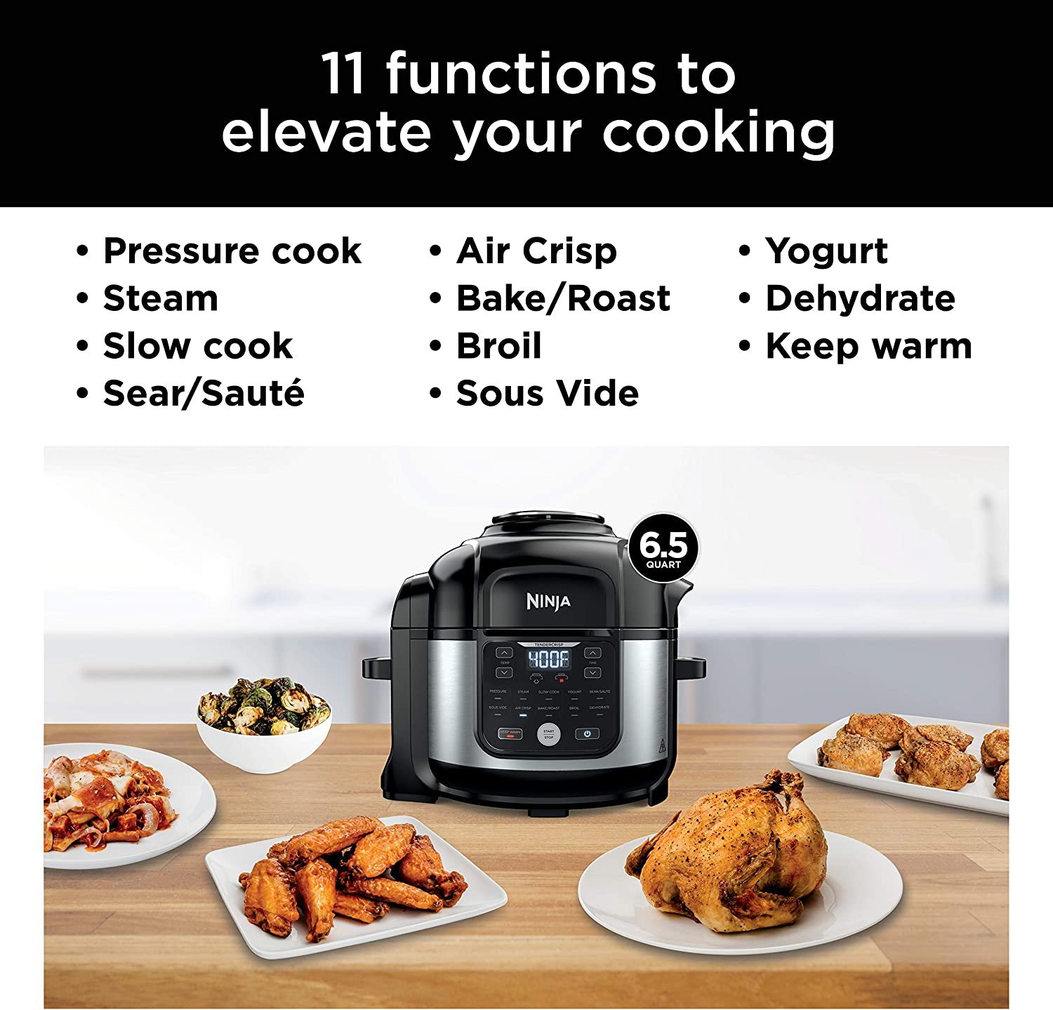 Ninja FD302 Foodi 11-in-1 Pro 6.5 qt. Pressure Cooker and Air Fryer