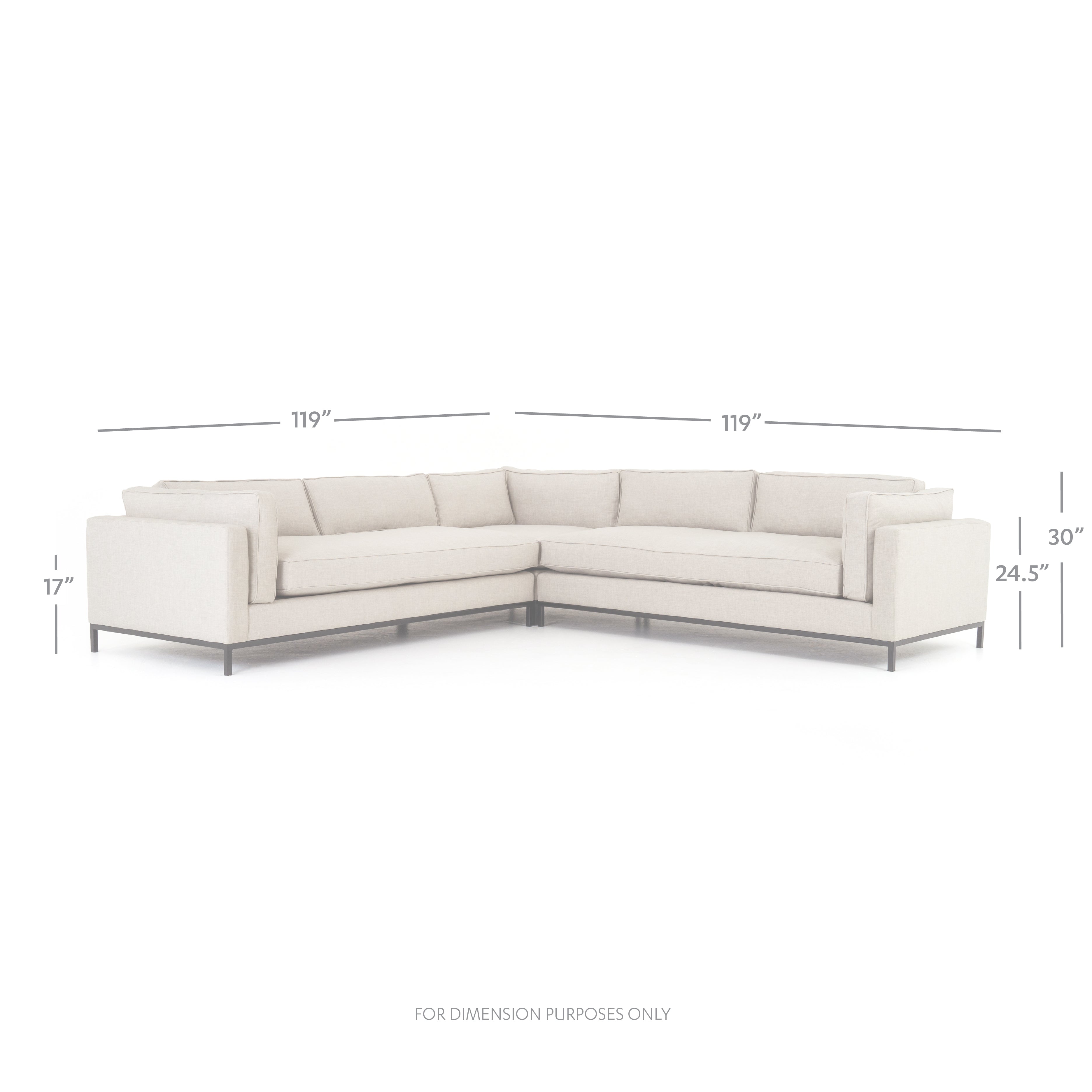 Grammercy Three Piece Sectional in Oak Sand