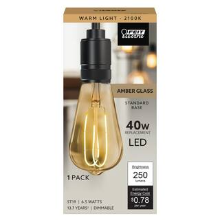 Feit Electric 40-Watt Equivalent ST19 Dimmable M Shape Filament Amber Glass Vintage Edison LED Light Bulb Warm White ST1940MLEDHDRP