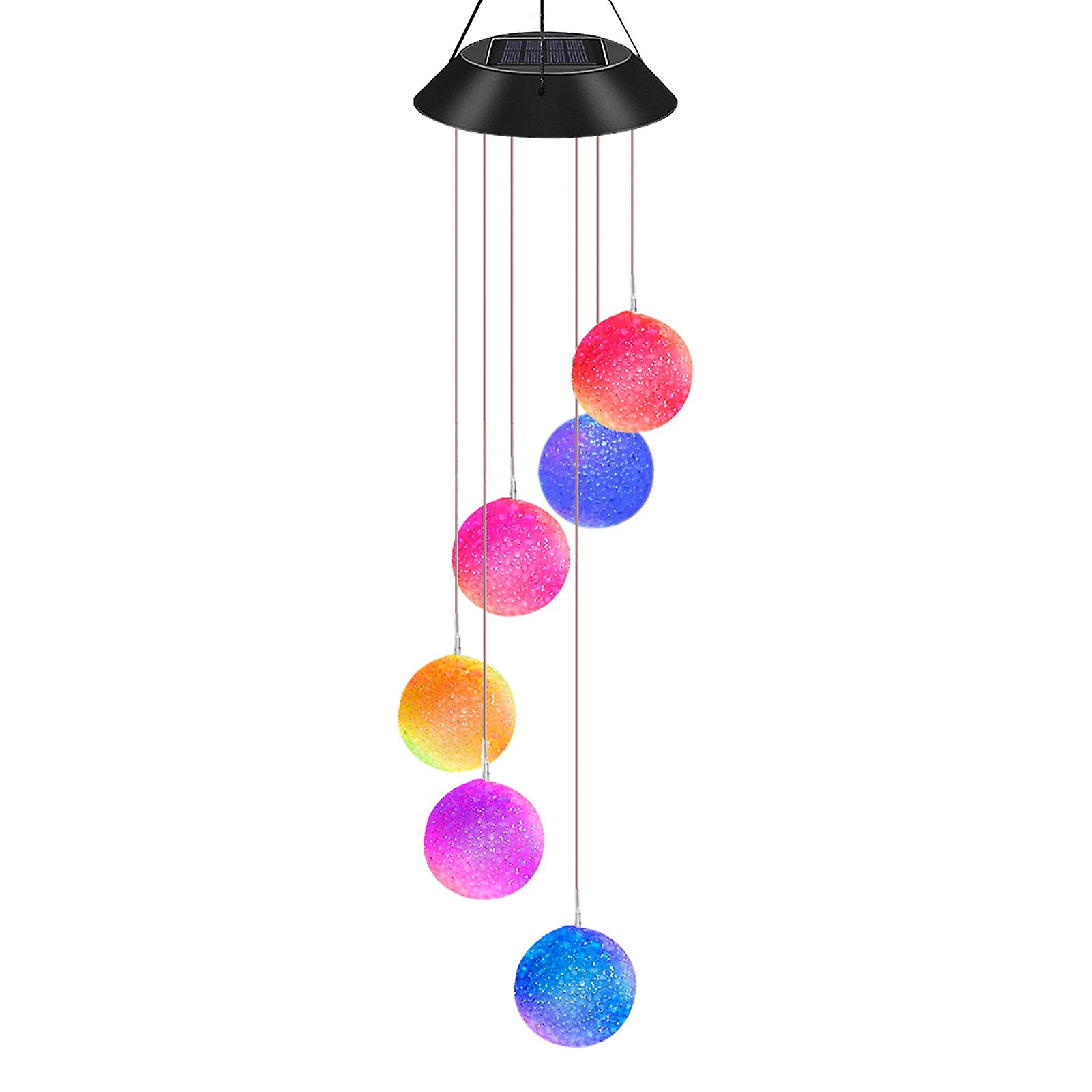 Solar Energy Powered Wind Chime Lamp Color-changing Ball Outdoor H-anging Light For Garden Street Home Decoration No.247349