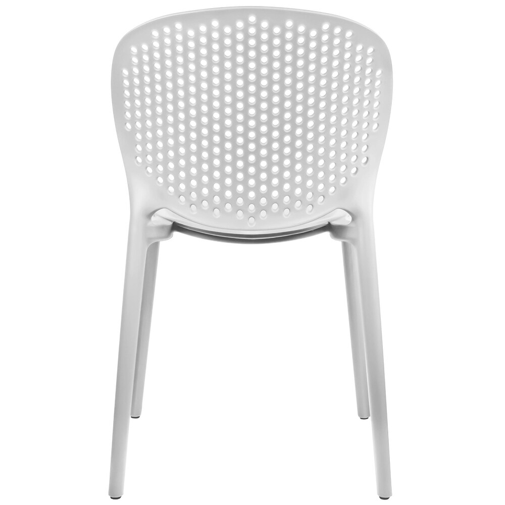 Modern Plastic Garden Patio Indoor or Outdoor Dining Stackable Chair UV Protected Armless With Dot Back Surf