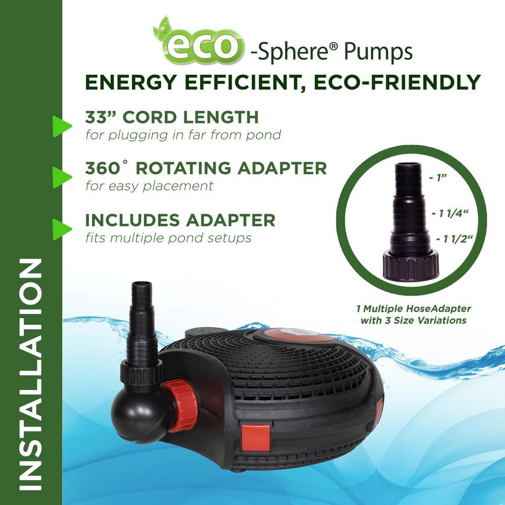 Alpine Corporation Eco-Sphere Energy-Saving Pump 2800GPH with 33' Cord PUR2800