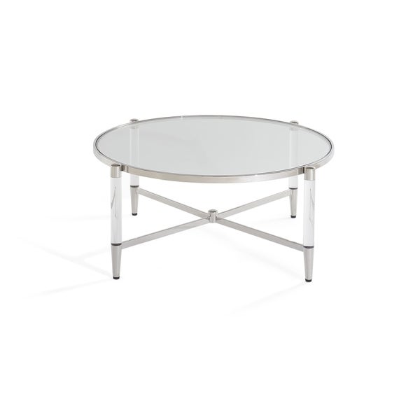 Marilyn Glass Top and Steel Base Round Coffee Table