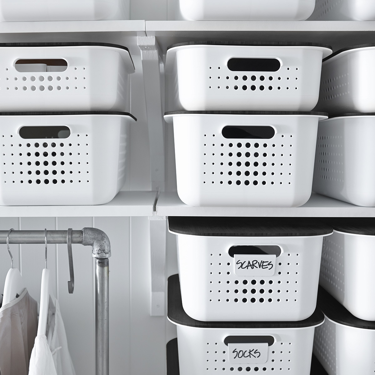 White Nordic Storage Baskets with Handles