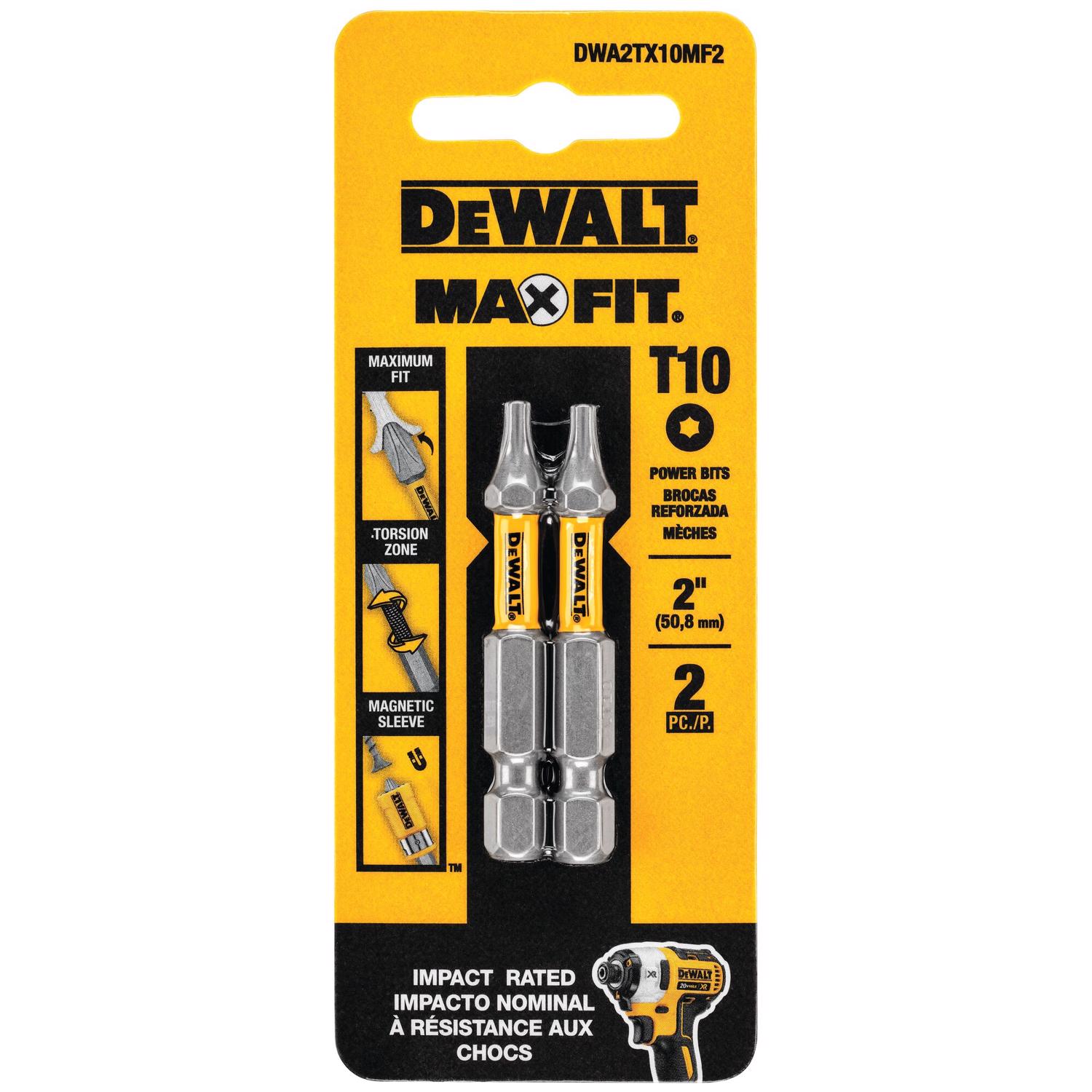 DW Max Fit Torx #10 X 2 in. L Screwdriver Bit Set Steel 2 pk