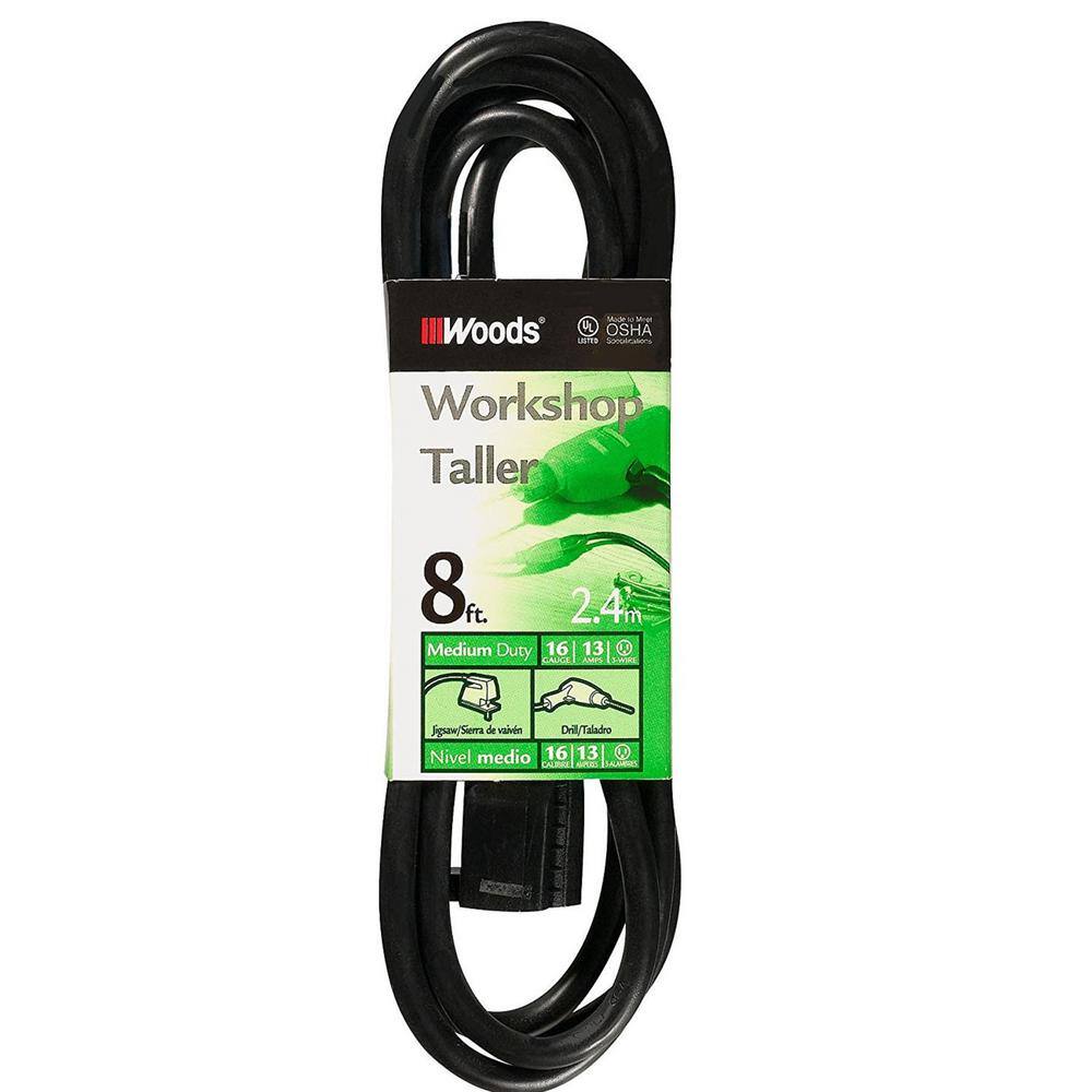 Woods 8 ft. 163 SJTW Outdoor Medium-Duty Extension Cord 260