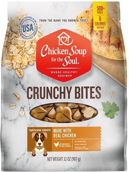 Chicken Soup for the Soul Crunchy Bites Chicken Biscuit Dog Treats， 32-oz bag