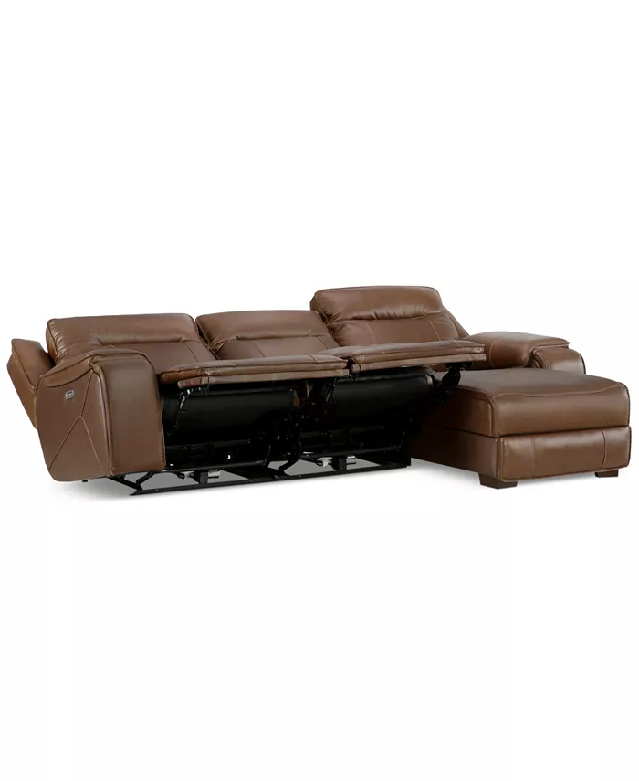 Furniture Hansley 3-Pc Leather Sofa with 2 Power Recliners and Chaise