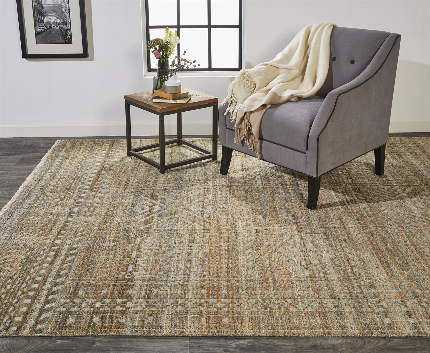 Eckhart Hand Knotted Brown and Gray Rug by BD Fine